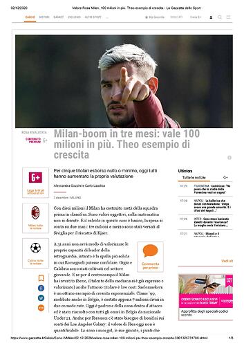 Valore Rosa Milan, 100 milioni in più. Theo esempio di crescita - La Gazzetta dello Sport-page-001